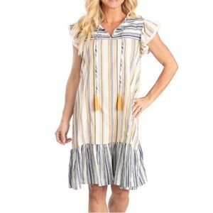 Linda Anderson Midi Ruffle Tassel Tiered Sun Dress